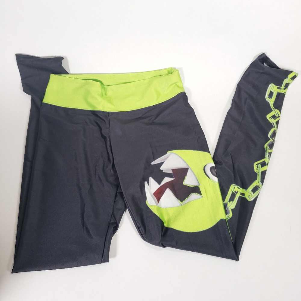 3D Leggings Neon Green and Black With Monster